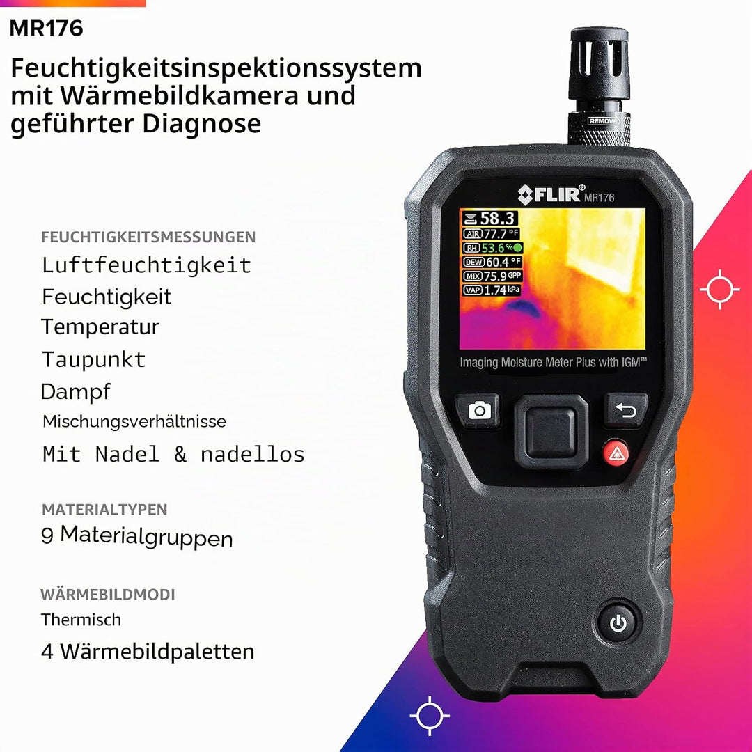 FLIR Feuchtigkeitsmessgerät mit integriertem Wärmebilddetektor für Temperatur- und relative Feuchtig