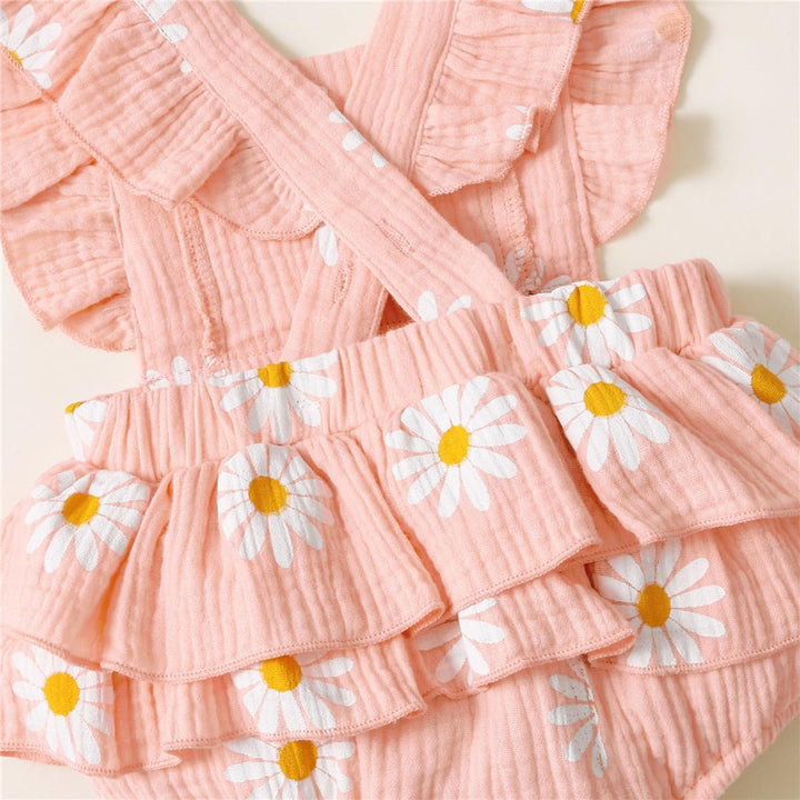 Neugeborenen Mädchen Kleidung Rüschenärmel Gänseblümchen Outfits Stirnband Basics für Neugeborene Ob