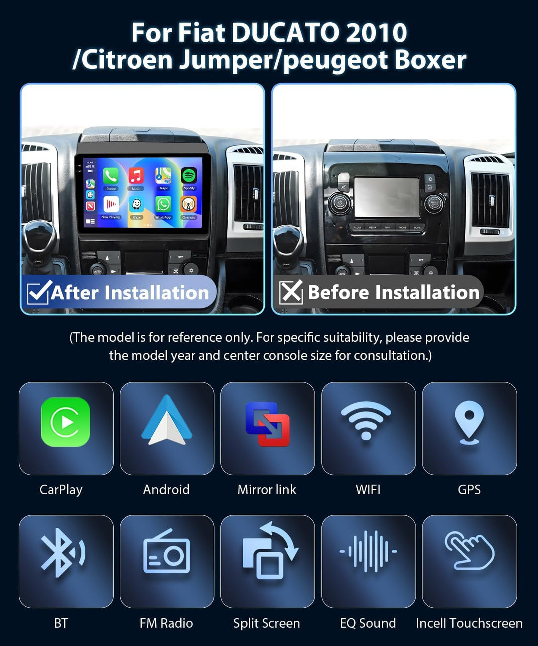 4GB+64GB Autoradio für FIAT Ducato 2010 für Citroen Jumper für Peugeot Boxer mit Carplay, Android Au