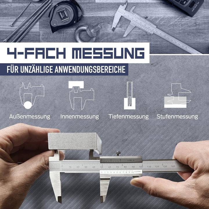 MIB Messschieber mit Feststellschraube DIN 862 300mm | Schieblehre rostfreier Stahl | Analog Messsch