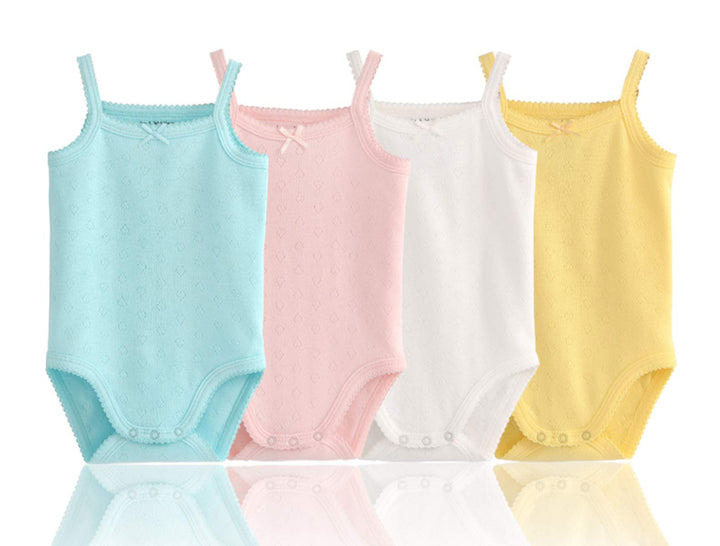 ärmelloses Tanktop, Body, für Babys, Mädchen, aus Baumwolle, 3er-Pack Strampler 3-6 Monate 4er-Pack