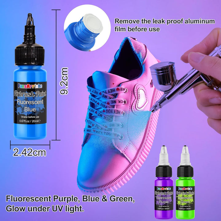 Airbrush-Farbe, 20 Farben, Acryl-Luftpinsel-Set, blickdichte und neon Farben, Perlenfarben, für Anfä