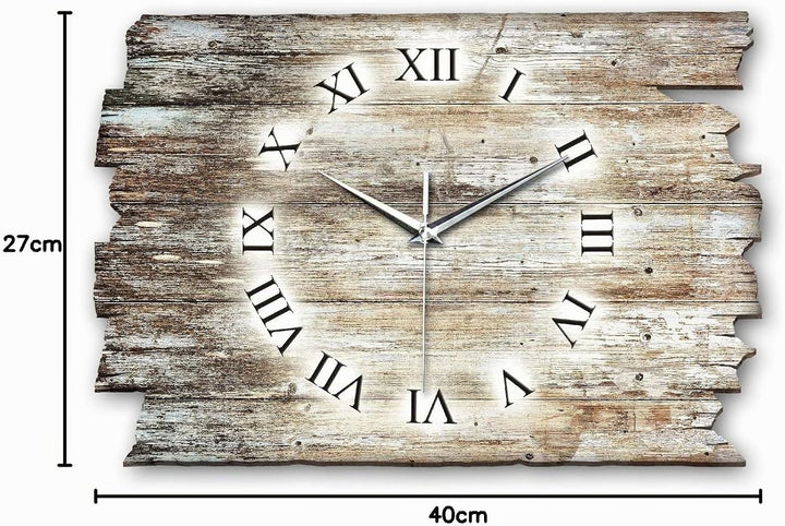 Kreative Feder Holz-Design Landhaus Shabby Style Designer Wanduhr leise Funkuhr aus Holz *Made in Ge