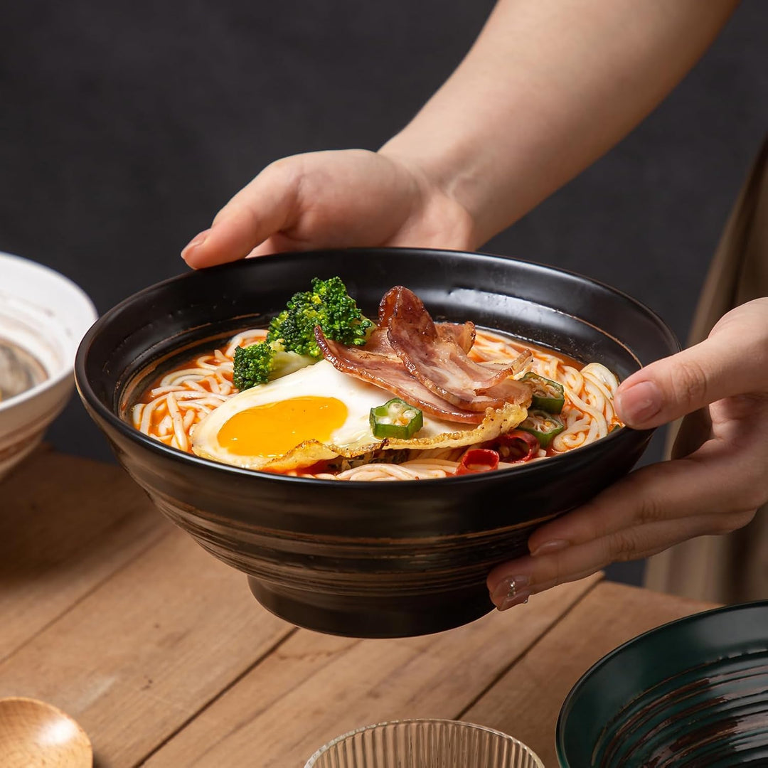 YUN TAO Keramik Ramenschalen gross 1035 ml japanischer Stil, Servierschalen für Salat, Udon, Soba, P