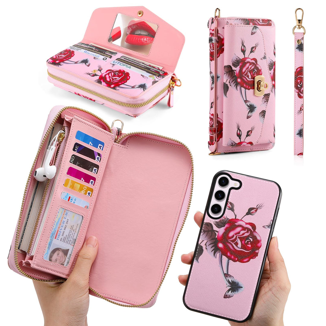 URMAX Galaxy S23 LederHülle Handyhülle, [Premium PU Leder] [Kartenfach] [Magnetverschluss] RFID Schu