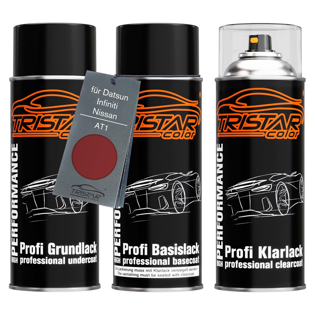 TRISTARcolor Autolack Spraydosen Set für Datsun/Infiniti/Nissan AT1 New Red Perl Metallic Grundlack