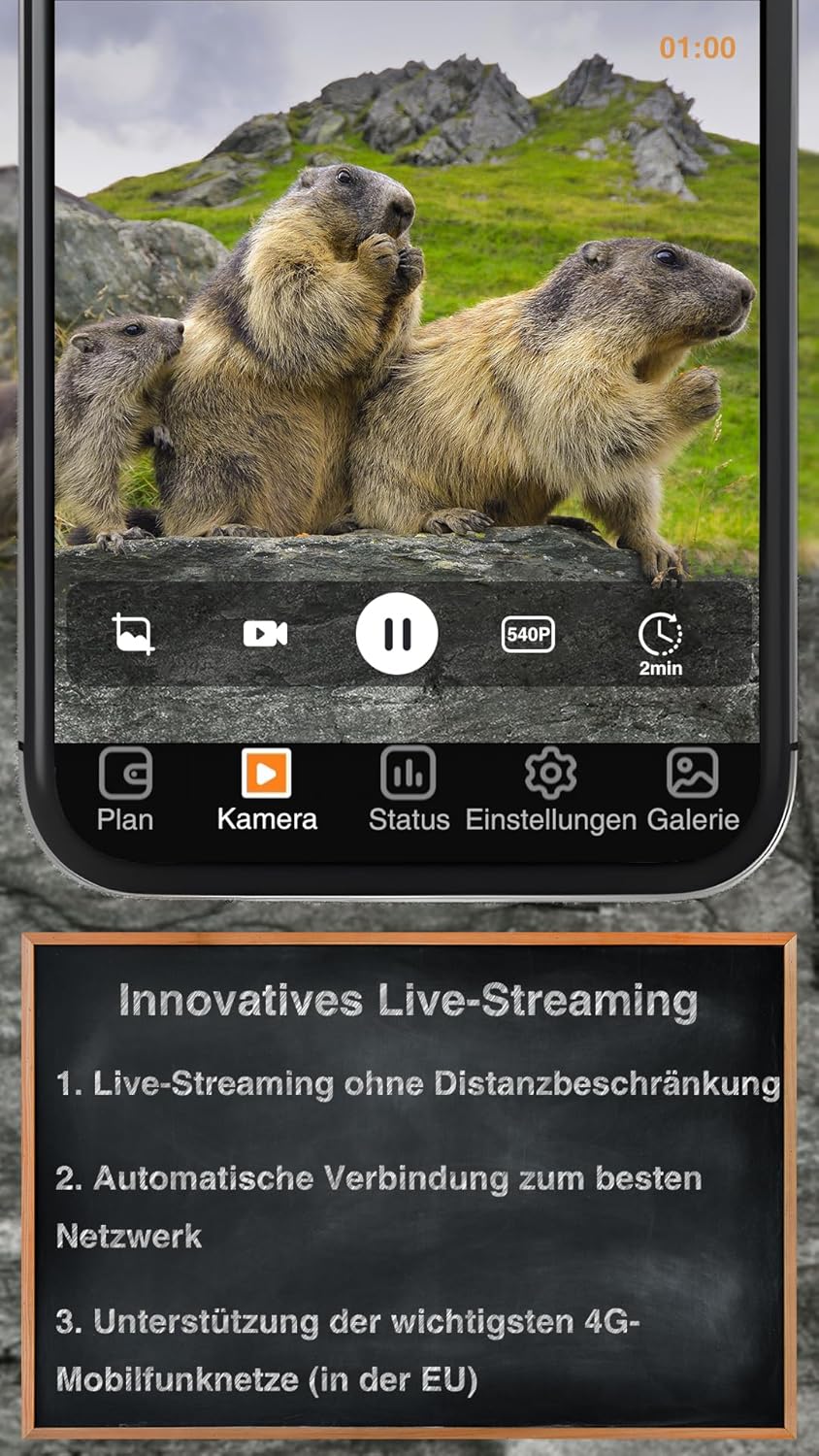 GardePro X50 Pro Max 4G LTE Wildkamera mit Live-Streaming, Wiederaufladbare 8000mAh Batterie, integr
