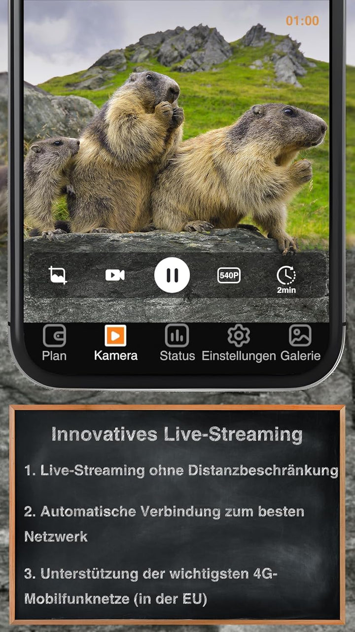 GardePro X50 Pro Max 4G LTE Wildkamera mit Live-Streaming, Wiederaufladbare 8000mAh Batterie, integr