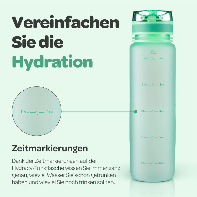 Hydracy Trinkflasche mit Fruchteinsatz - 1L Wasserflasche - BPA-freie Trinkflasche mit Zeitmarkierun