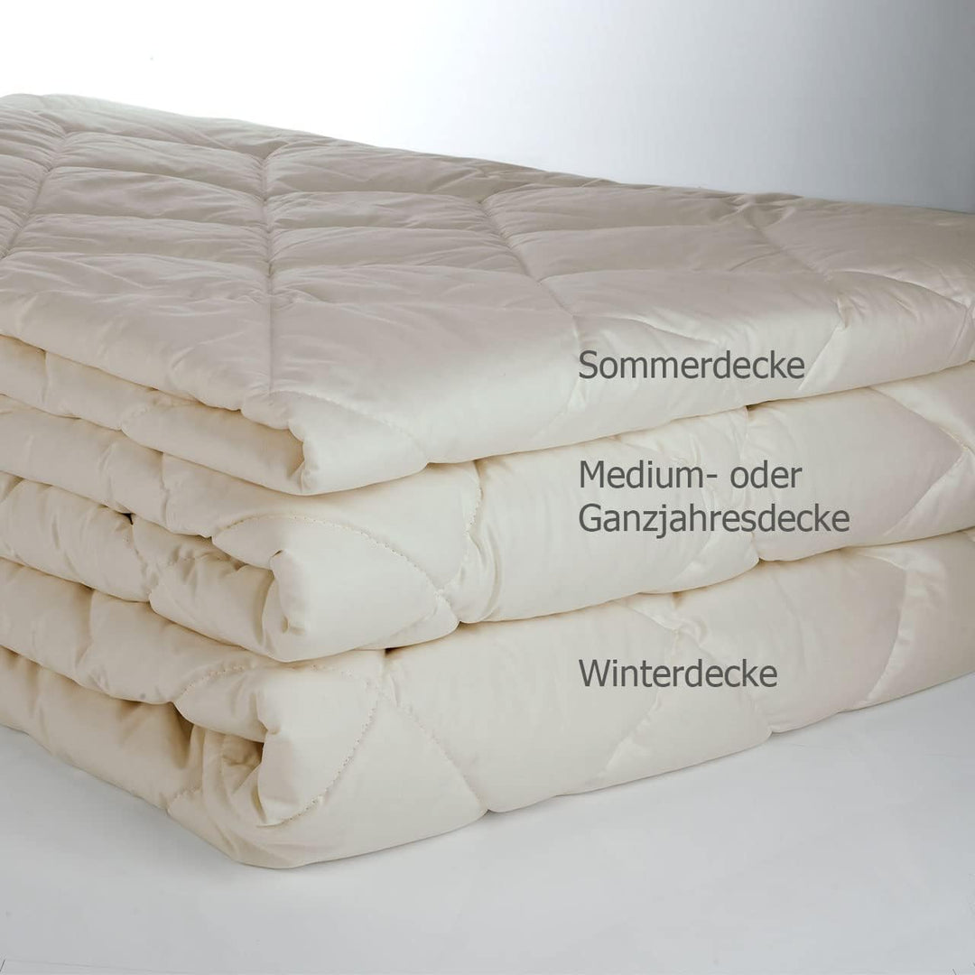 Öko Planet Duo Winterbettdecke mit Schafwoll-Füllung 155x220 cm, extra warme Bettdecke mit Bio Baumw