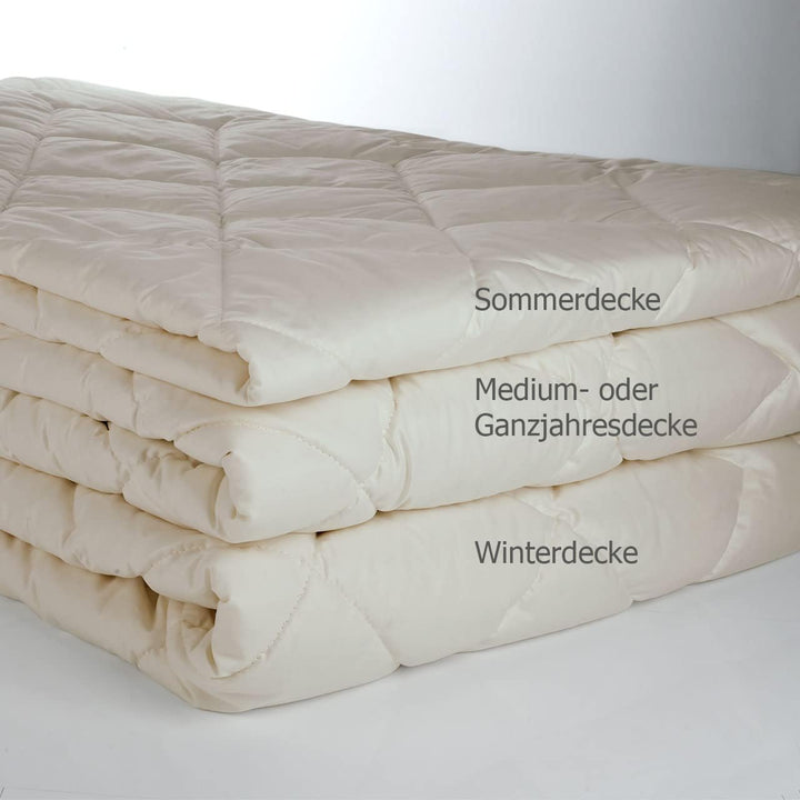 Öko Planet Duo Winterbettdecke mit Schafwoll-Füllung 155x220 cm, extra warme Bettdecke mit Bio Baumw