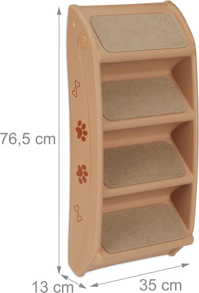 Relaxdays Hundetreppe 4 Stufen, kleine & grosse Hunde, Bett & Couch, Auto, Tiertreppe, HxBxT: 49 x 3