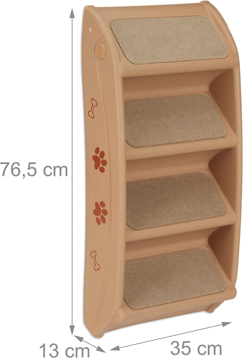 Relaxdays Hundetreppe 4 Stufen, kleine & grosse Hunde, Bett & Couch, Auto, Tiertreppe, HxBxT: 49 x 3