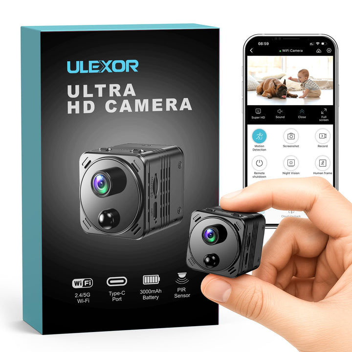 4K Mini Kamera 2,4/5GHz WLAN Überwachungskamera Innen WiFi Camera mit Live Übertragung aufs Handy, P