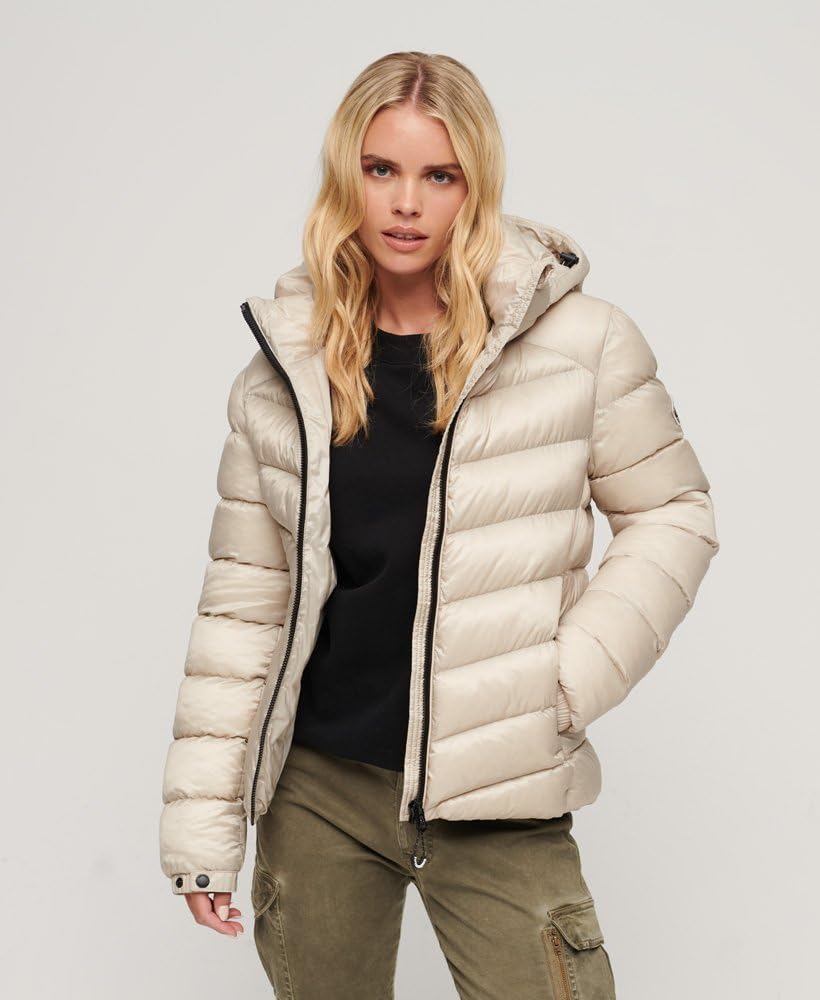 Superdry Damen Kapuzenjacke mit Fuji-polsterung Jacke 36 Pelican Beige, 36 Pelican Beige