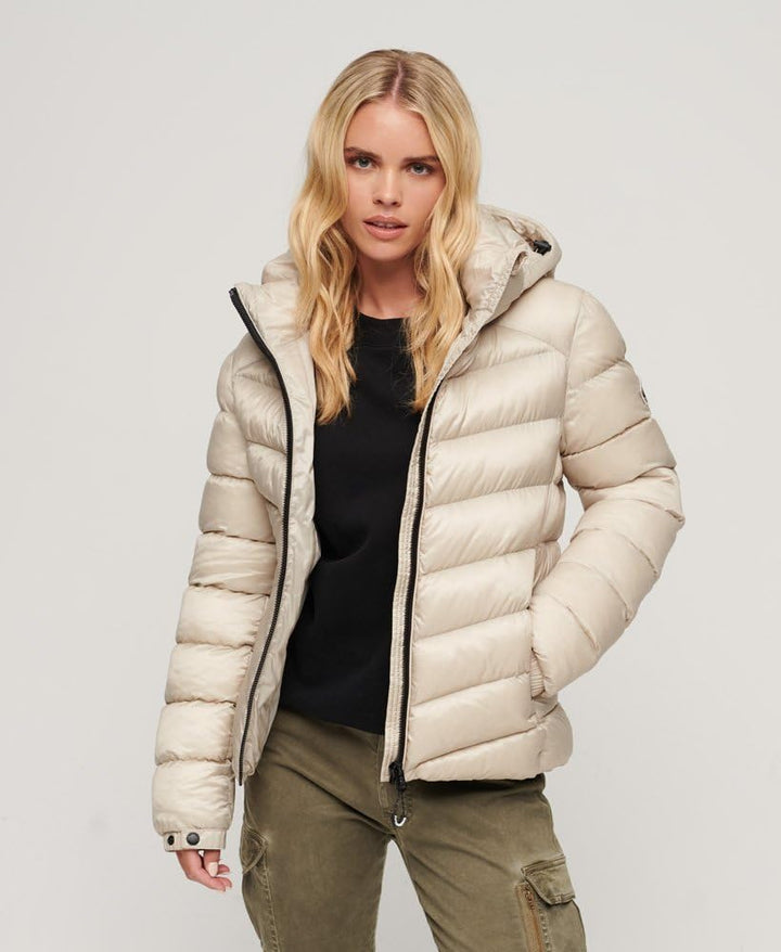Superdry Damen Kapuzenjacke mit Fuji-polsterung Jacke 36 Pelican Beige, 36 Pelican Beige