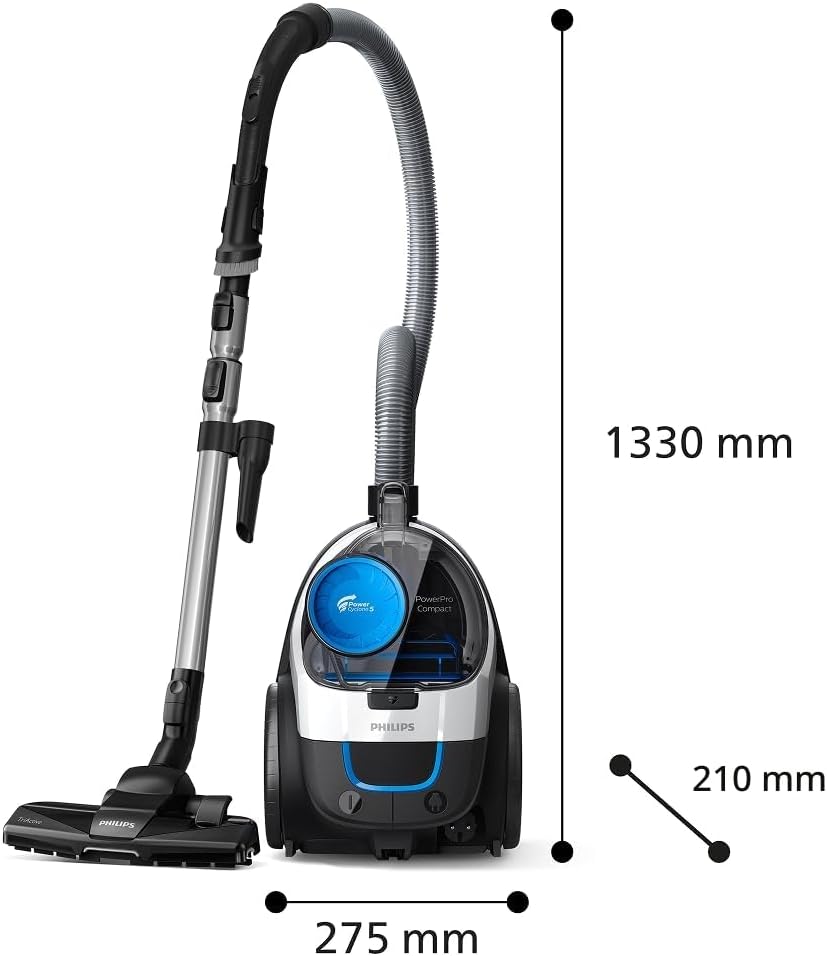 Philips PowerPro Compact Series 3000 Beutelloser Staubsauger – 900 W, Bodenstaubsauger mit HEPA-Filt
