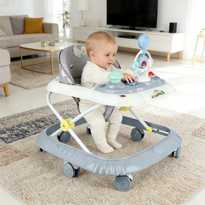 Gehhilfe mit 4 Höhenpositionen, von 6 bis 18 Monaten Baby-Lauflernhilfe, Faltbarer Lauflernwagen für