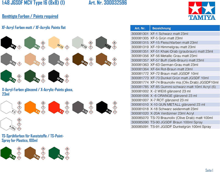Tamiya 32596 Militär 32596-1:48 JGSDF MCV Type 16 (8x8) (1), Modellbau, Plastik Bausatz, unlackiert
