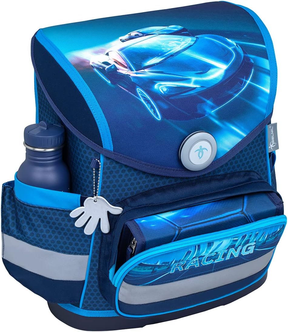 Belmil ergonomischer Schulranzen Set mit Regenschutz 5 -teilig für Kinder 1-4 Klasse Grundschule/ Br