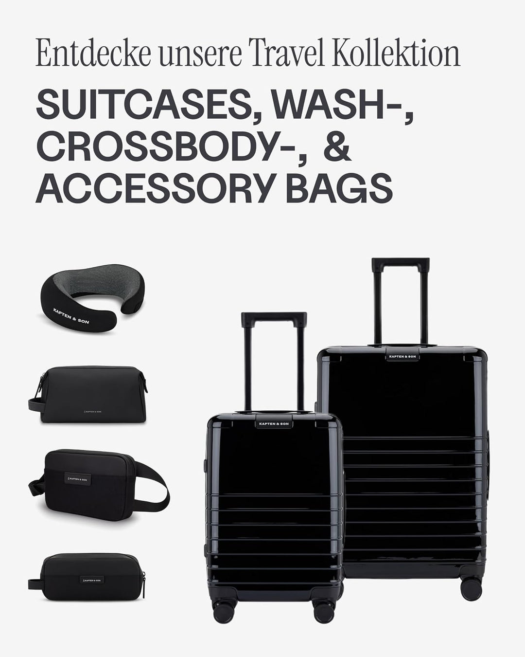 Kapten & Son Packing Cubes Set Small All Black Koffer Organizer 4er Set | 4er Set Packwürfel für Han
