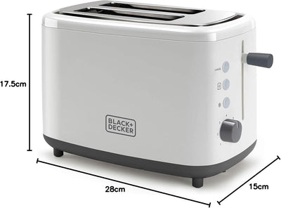 Black+Decker + Decker BXTO820E - Toaster 820W. 2 breite Toastschlitze. 7 Röstgradstufen. Automatisch