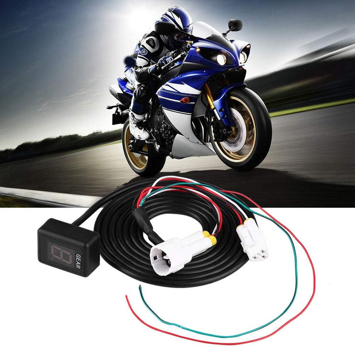 Keenso Geschwindigkeitsanzeige für Motorrad, Anzeige mit 6 Geschwindigkeitsstufen, LED-Anzeige, wass