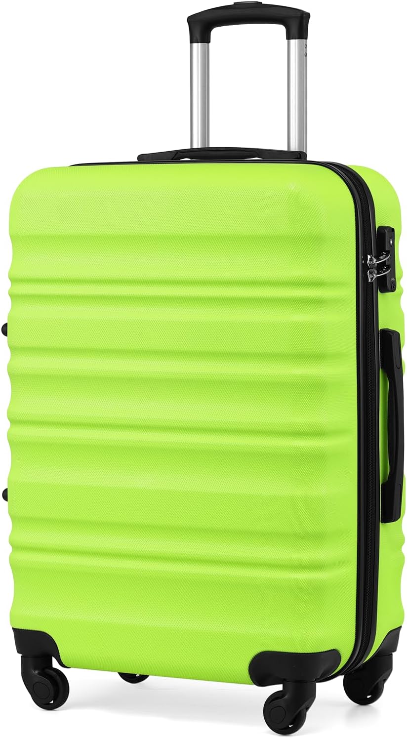 COOLIFE Hartschalen-Koffer Trolley Rollkoffer Reisekoffer mit TSA-Schloss und 4 Rollen (Grün, Mittel