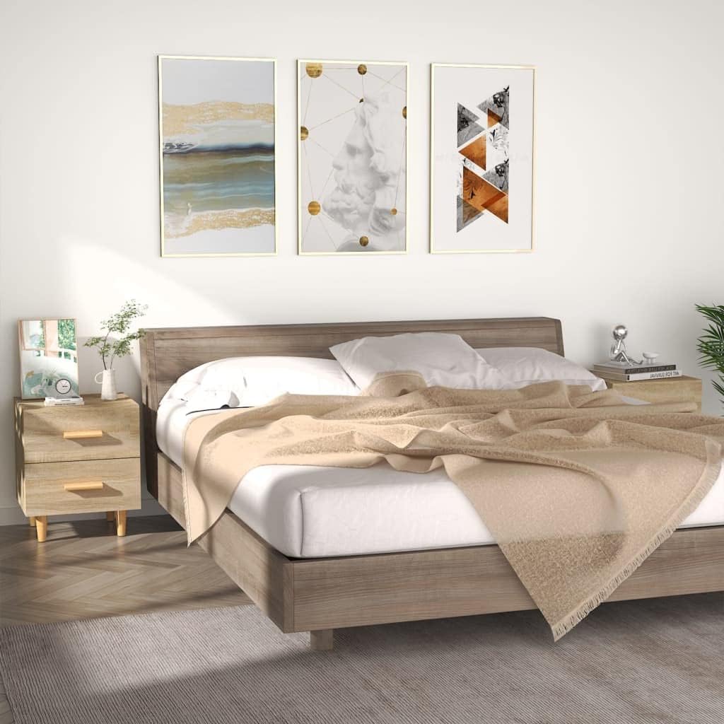 homiuse 44x40x47,5 cm 2 STK Nachttisch NachtkäStchen Sonoma-Eiche NachtischschräNke Mini Kommode Nac