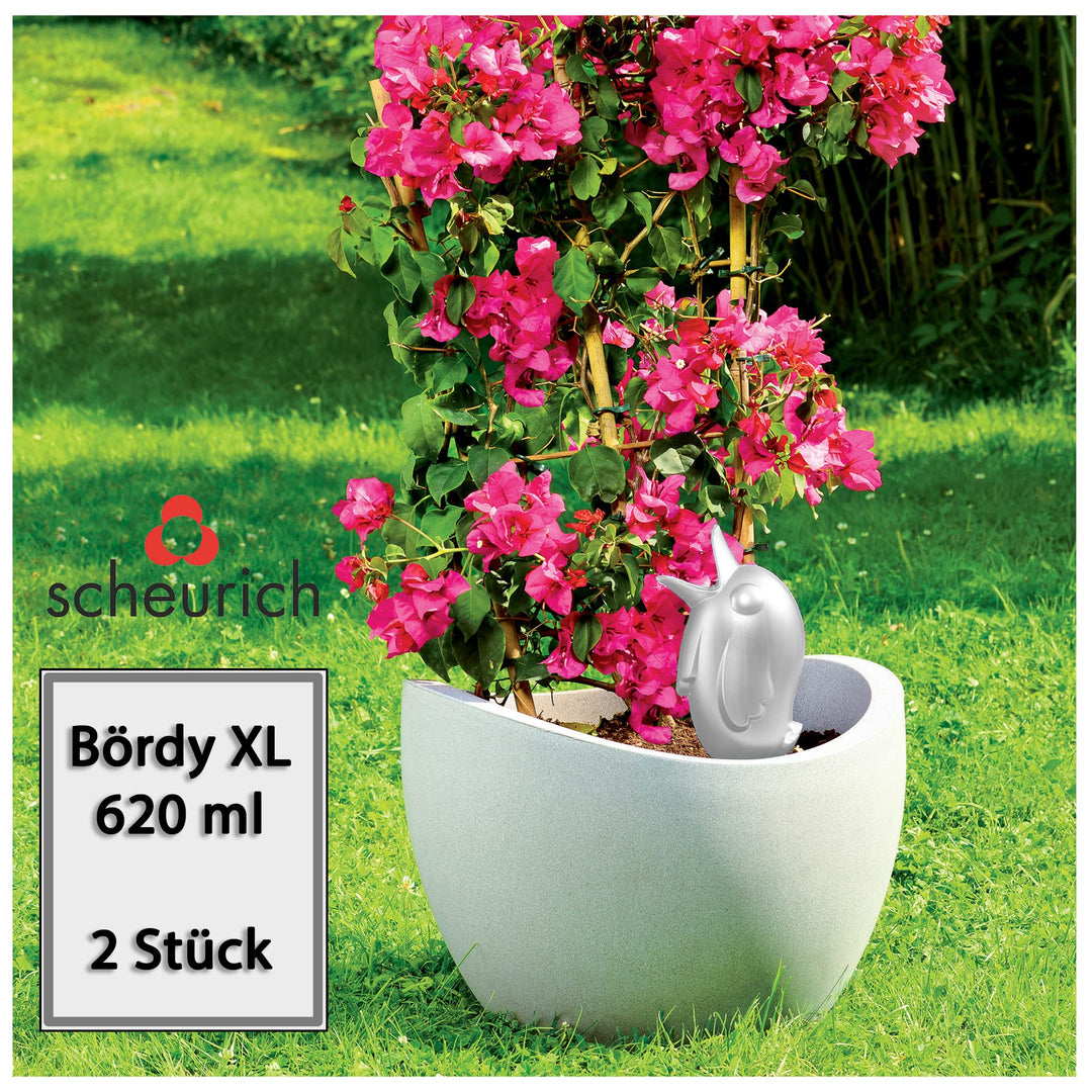 Scheurich Wasserspeicher Bördy XL | 2X Weiss | 620ml Füllmenge | Bewässerungskugel klein mit Ton Fus
