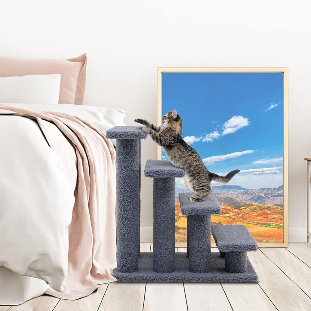 GOPLUS Tiertreppe Beige, Haustiertreppe Katzentreppe Hundetreppe Kletterbaum Katzenkratzbaum Spielba