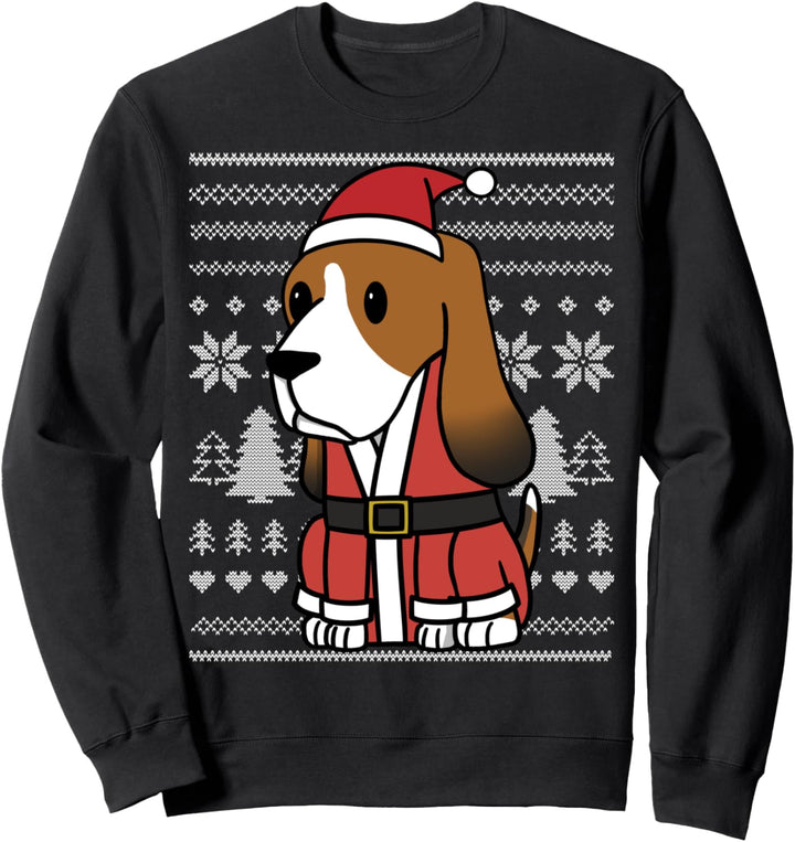 Cartoon Basset Hound Lustiger Hund Weihnachten Geschenk Sweatshirt