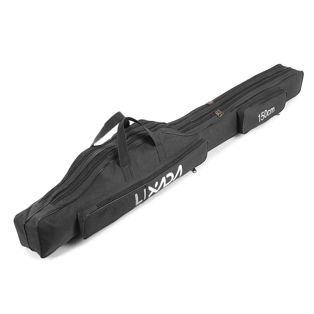 Lixada Angeltasche, tragbar, faltbar, für Outdoor-Angelrute, 100 cm/130 cm/150 cm Schwarz 150cm, Sch