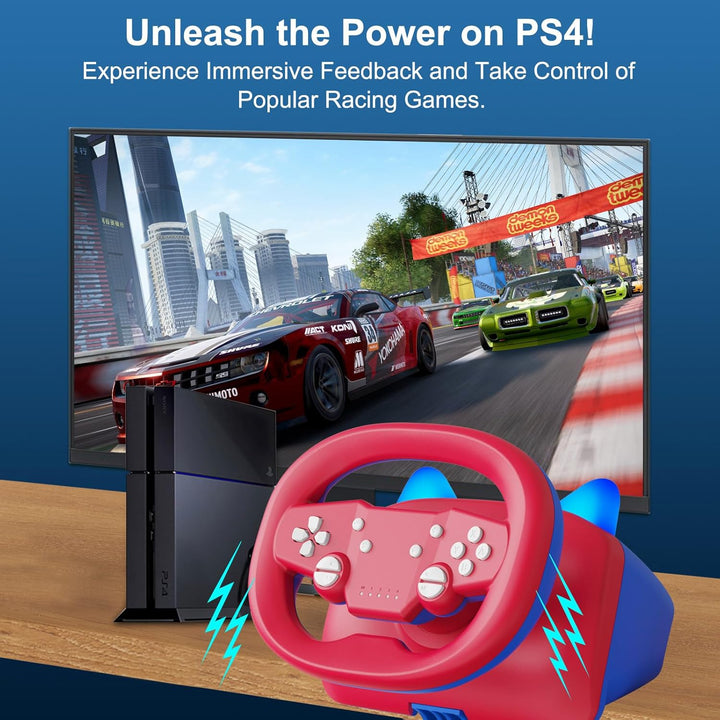 DOYO Lenkrad,PC Wireless Lenkrad mit Einstellbarem Vibrationsfeedback und 270-Grad-Rotation,PS4 lenk
