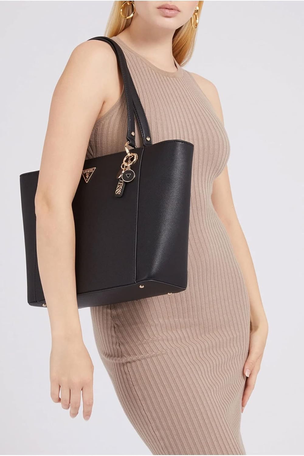 GUESS Damen Noelle Elite Tragetasche, Einheitsgrösse Schwarz, Schwarz