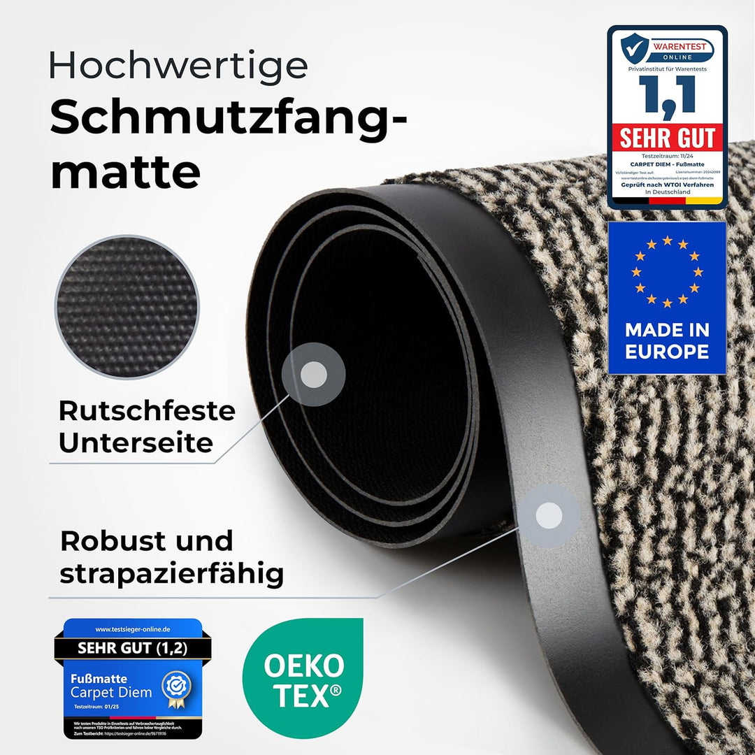 Carpet Diem Fussmatte, einfach sauber I Schmutzfangmatte Eingangsbereich - Fussmatte Innen & Aussen,