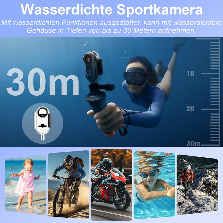 Action Kamera WiFi 4K, 170° Sport Actionkamera HD, 32G Mini Action WiFi Fahrrad Motorrad Helmkamera,