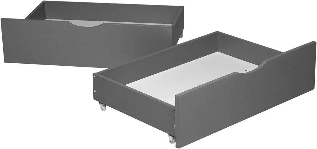 Homestyle4u Bettkasten Aufbewahrung mit Rollen Holz Grau 2er Set Bett Schublade Schubkästen 2 Stück,
