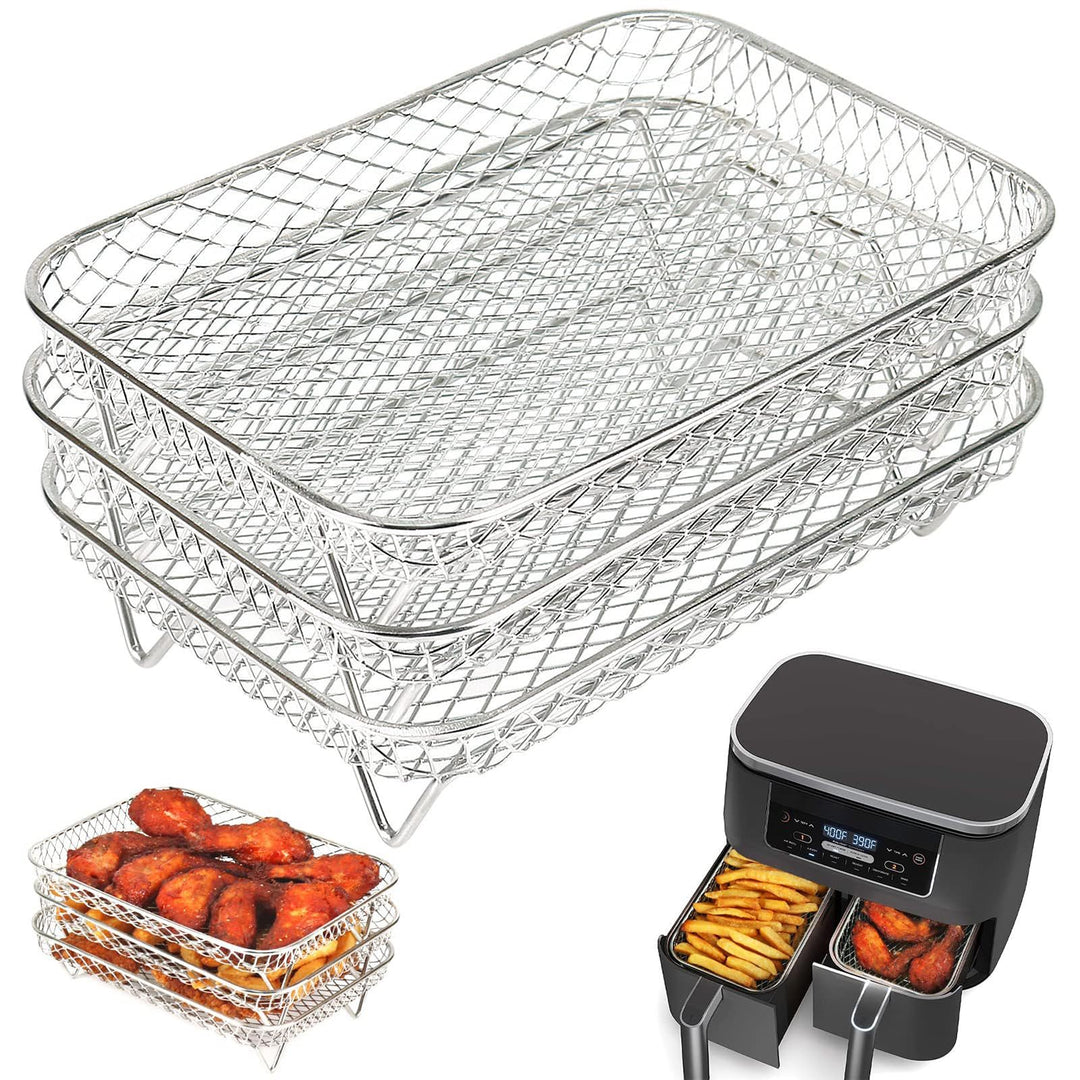 Heissluftfritteuse Zubehör, 3x stapelbare 304 Edelstahl Airfryer Racks | Kompatibel mit AF300EU/AF40
