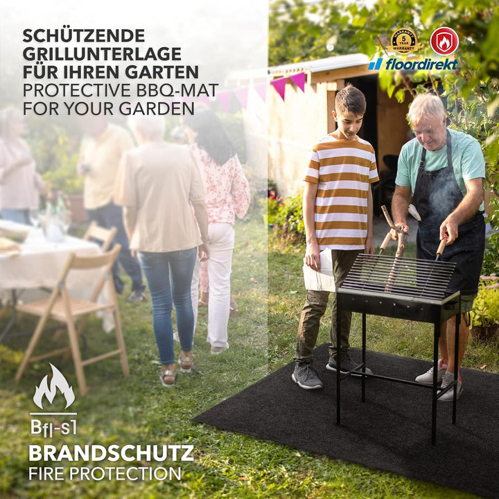 Floordirekt BBQ-Matte Dalton - Grillschutzmatte für Terrasse, Balkon & Garten - Bodenschutzmatte Gri