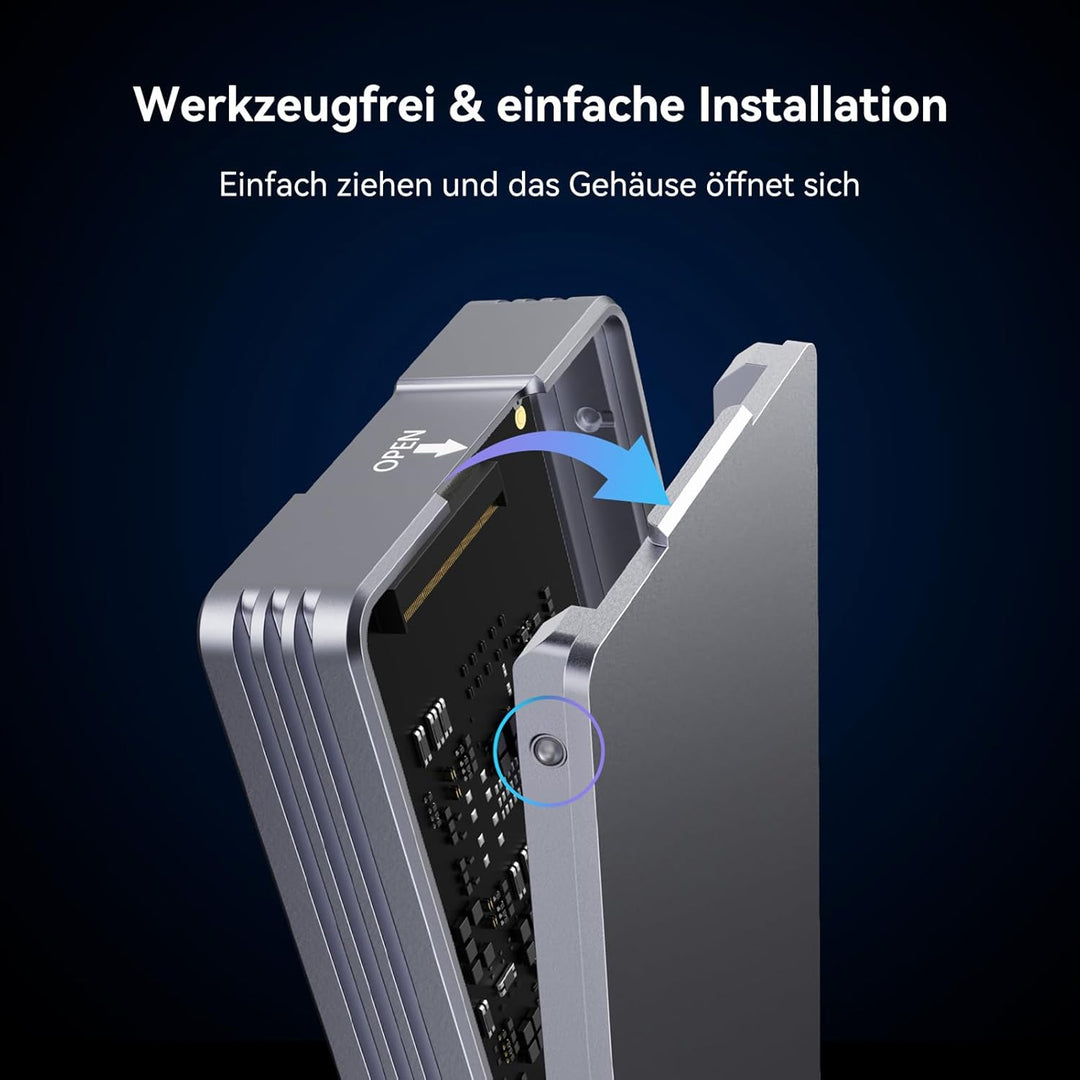 40Gbps NVMe SSD Gehäuse für USB 3.2/3.1/3.0/2.0 Typ-C, USB4 M.2 NVMe-Gehäuse für PCIe 2280 M-Key (B+