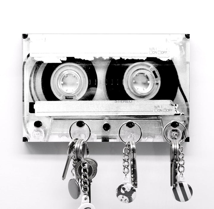 Schlüsselbrett Tape | Cooles Schlüsselboard mit Kassetten Motiv der 80er 90er | 5 Haken |