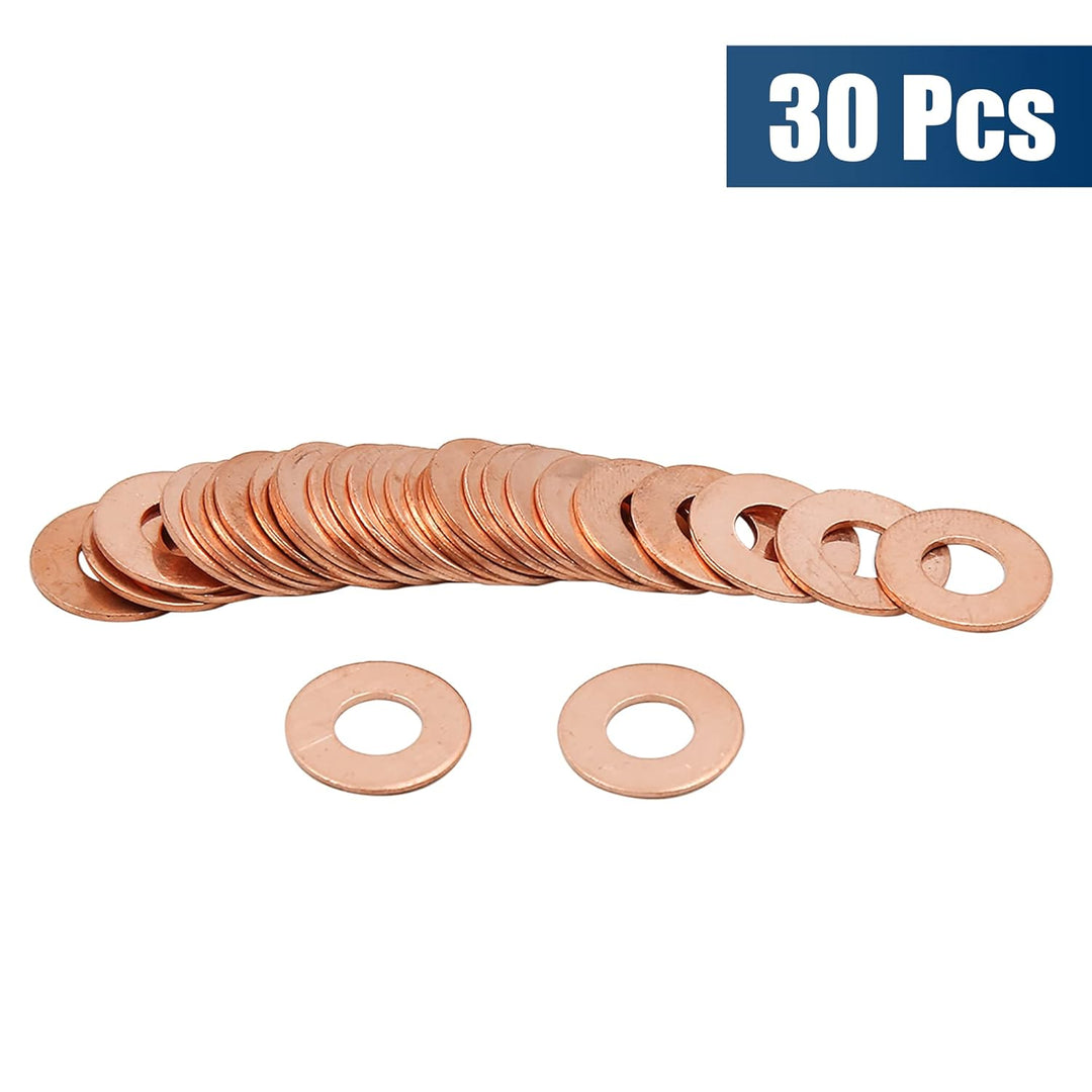 sourcing map 30 Stk.Unterlegscheiben Kupferscheibe 8mm Innen Flache Dichtungsringe