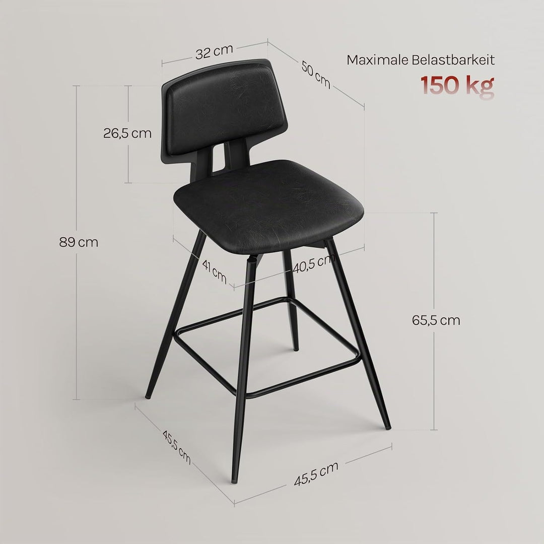 WOLTU Barhocker 2er Set, Barstuhl 360° drehbar, Küchenhocker mit Rückenlehne Fussstütze, für Küche B