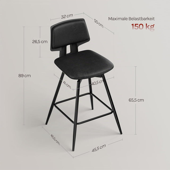 WOLTU Barhocker 2er Set, Barstuhl 360° drehbar, Küchenhocker mit Rückenlehne Fussstütze, für Küche B