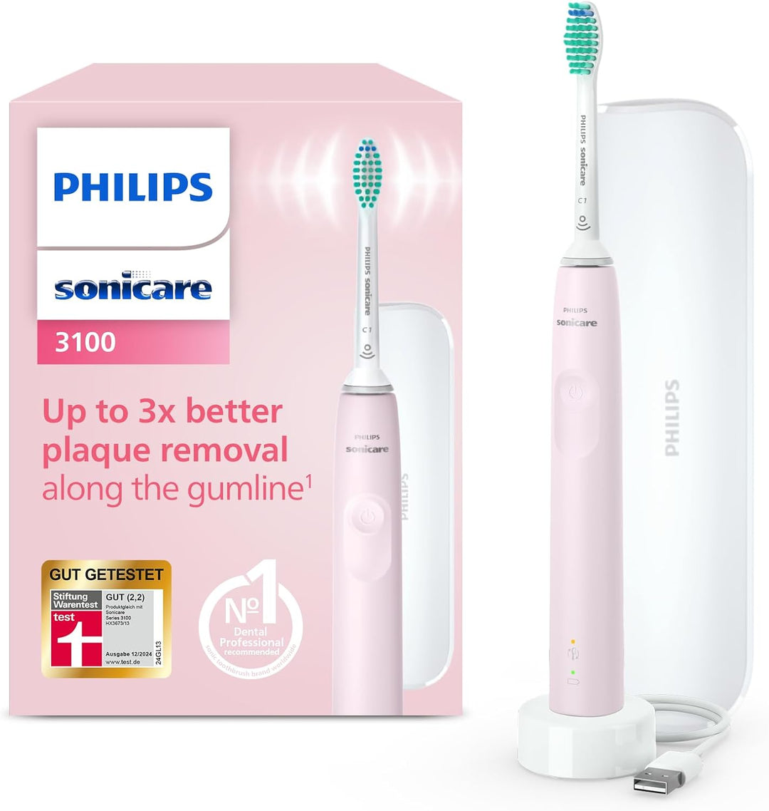 Philips Sonicare 3100 Series elektrische Zahnbürste mit Schalltechnologie, mit Drucksensor und Bürst