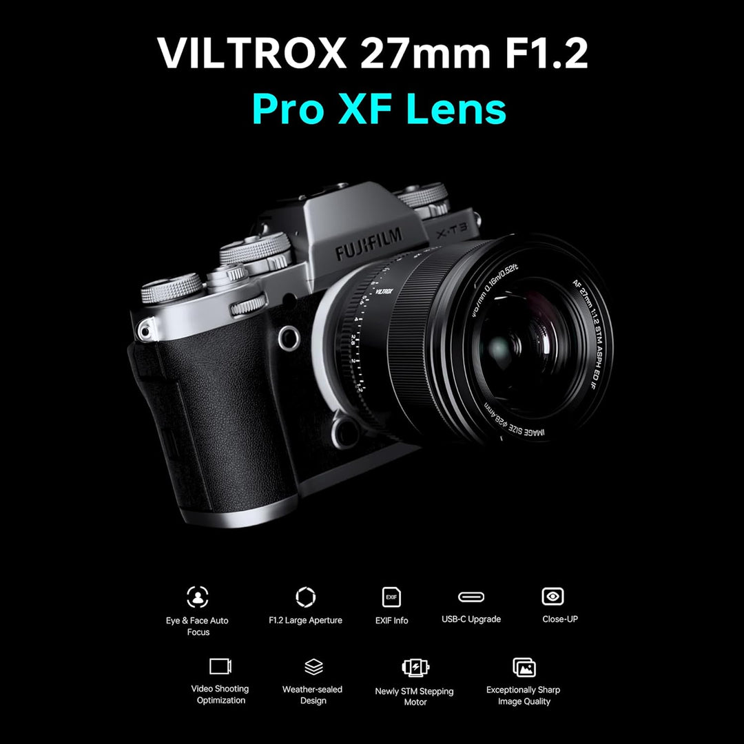 VILTROX 27mm F1.2 Pro Level XF Fuji Autofokus Objektiv f/1.2 Grosse Blende APS-C Objektiv Kompatibel