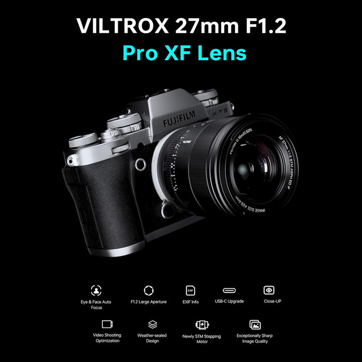 VILTROX 27mm F1.2 Pro Level XF Fuji Autofokus Objektiv f/1.2 Grosse Blende APS-C Objektiv Kompatibel