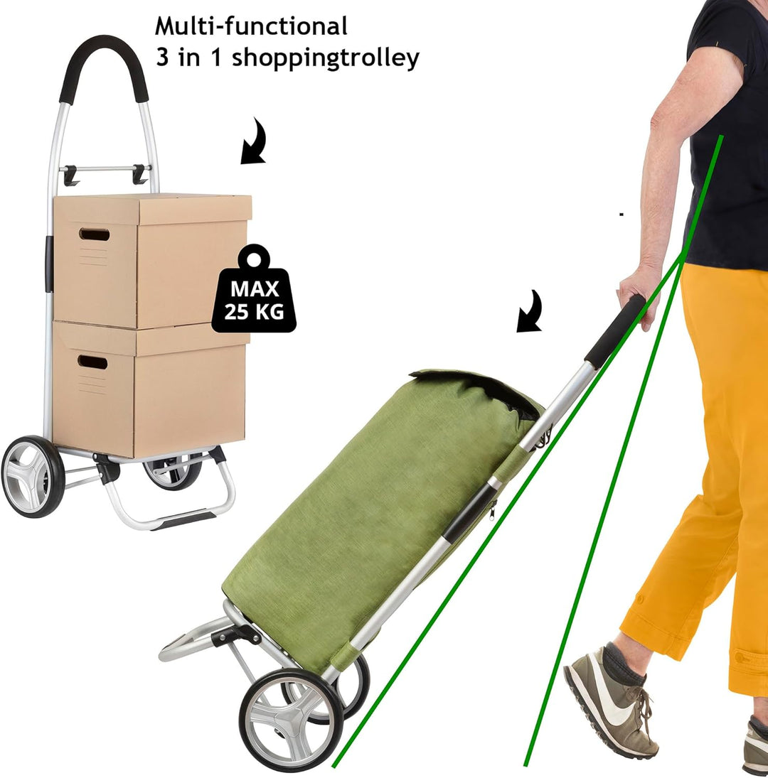 Cruiser Einkaufswagen 45ltr - Faltbare einkaufstrolley klappbar - Mit ladenhaken (Grun), Grun