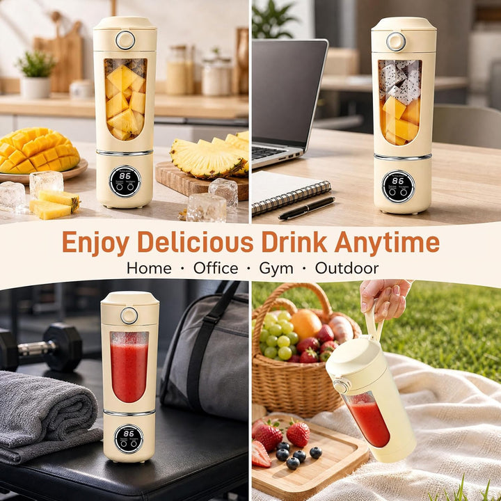 Herbst Tragbarer Mixer 700ml, Mixer Smoothie Maker To Go mit 12 EdelstahlKlingen, Klein Portable Ble